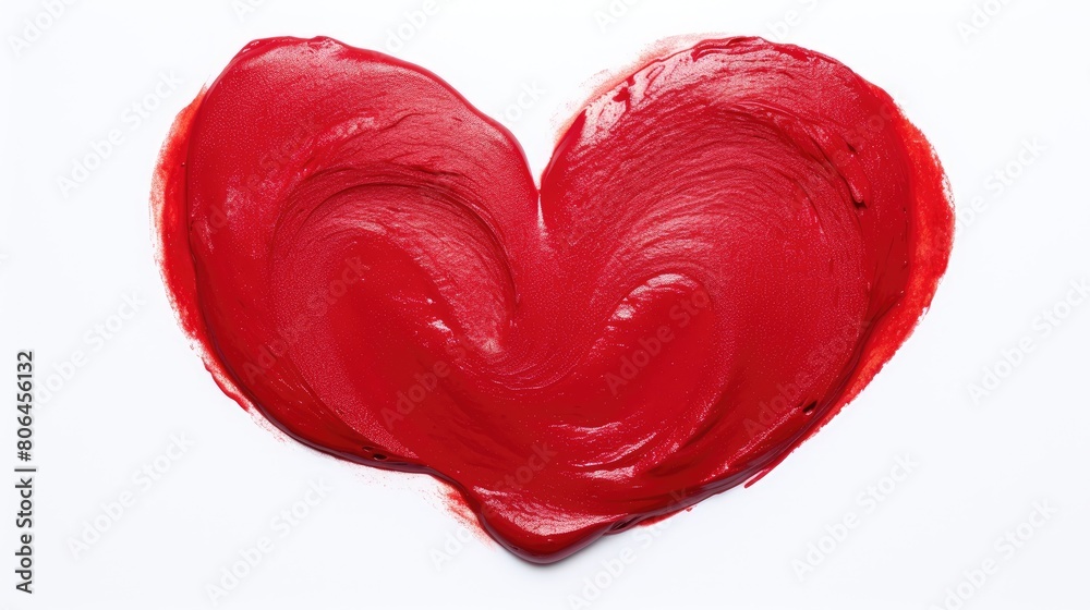 Heart-shaped red lipstick swatch isolated on white. Glamorous beauty. Ai Generated Heart-shaped red lipstick swatch isolated on white. Glamorous beauty. Ai Generated