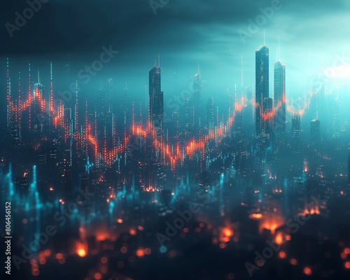 Background symbolizing urban development and financial stock market