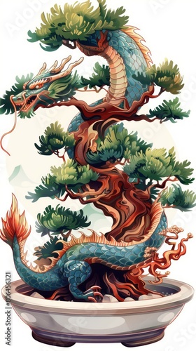 Japanese Bonsai Art with a Dragon 