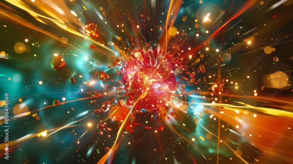 Obraz premium An abstract representation of charm quarks forming a stable bond inside a meson particle.