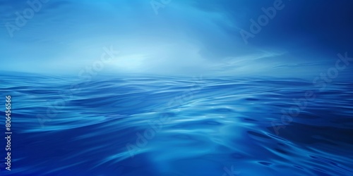 Horizon's Embrace: A Blue Ocean with a Serene White Line Dividing the Vastness.