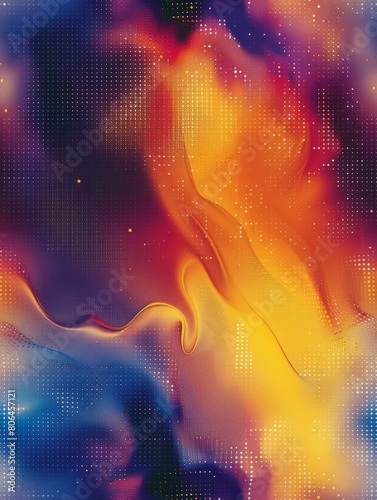 Seamless Vibrant Halftone Abstract Pattern from Blue to Orange