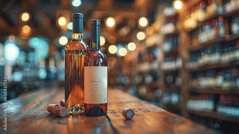 Defocused Blurred Background of a Wine Shop Interior