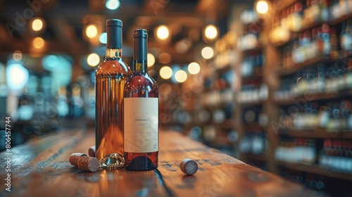 Defocused Blurred Background of a Wine Shop Interior photo
