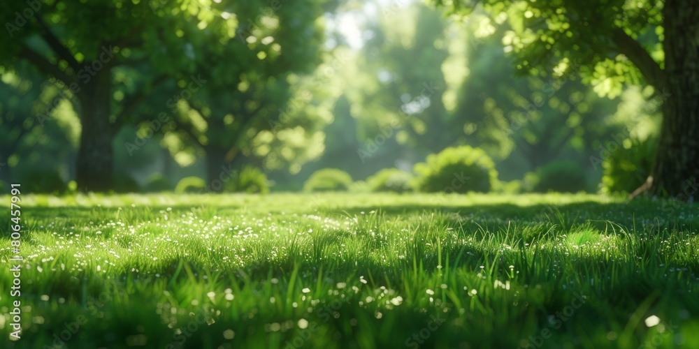 Serenade of Nature: A Sprawling Green Field Framed by Majestic Distant Trees.