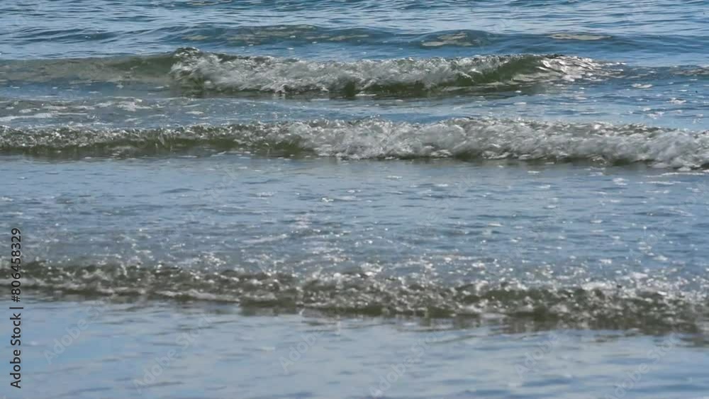 Blue sea white beach turquoise ocean wave coastal in tropical paradise landscape. Beautiful scene seascape marine coastline destinations. Tropical beautiful blue ocean lagoon lake travel summer time.