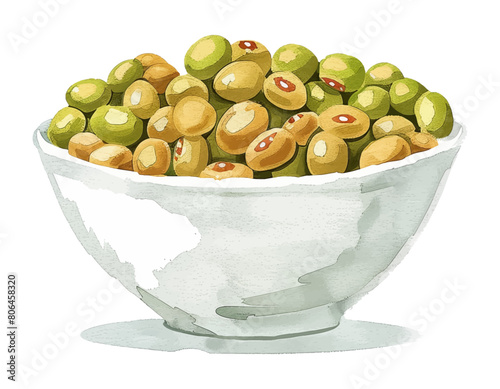 bowl soy bean watercolor digital painting good quality