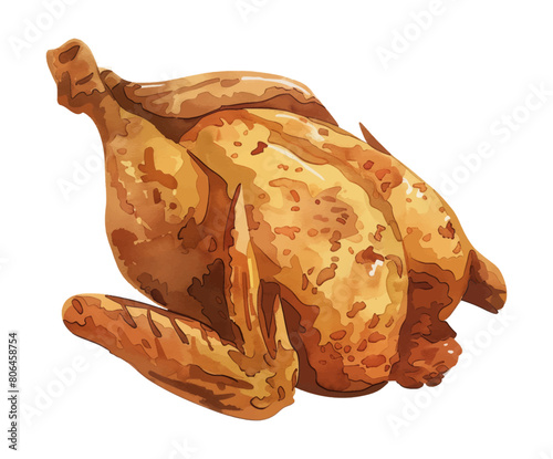 whole chicken fried watercolor digital painting good quality