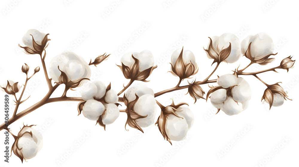 Cotton flower isolated on white background, clipping path, full depth of field
