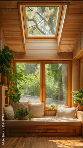 living room picture There is a window seat that lets in natural light.  aperture  design