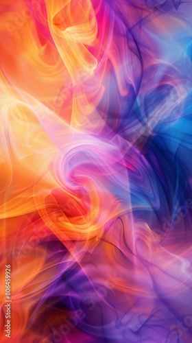 Dancing Inferno: A Vivid and Colorful Abstract Painting of Flames on a Blue and Purple Palette.