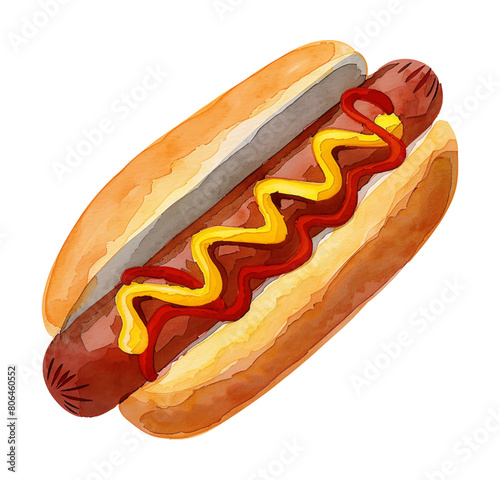 hotdog watercolor digital painting good quality