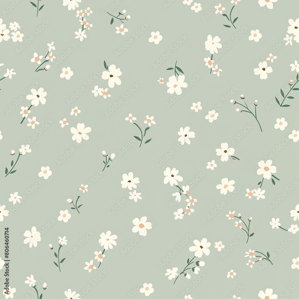Dainty White Flowers on Pale Blue Background Dainty White Flowers on Pale Blue Background