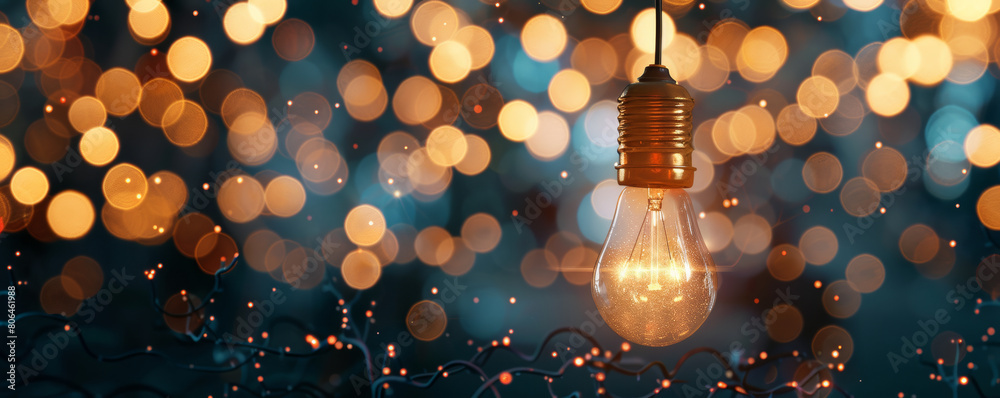 A light bulb is suspended in the air with a string A light bulb is suspended in the air with a string
