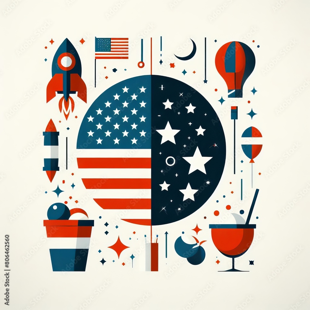Obraz premium Fourth of July Logo 