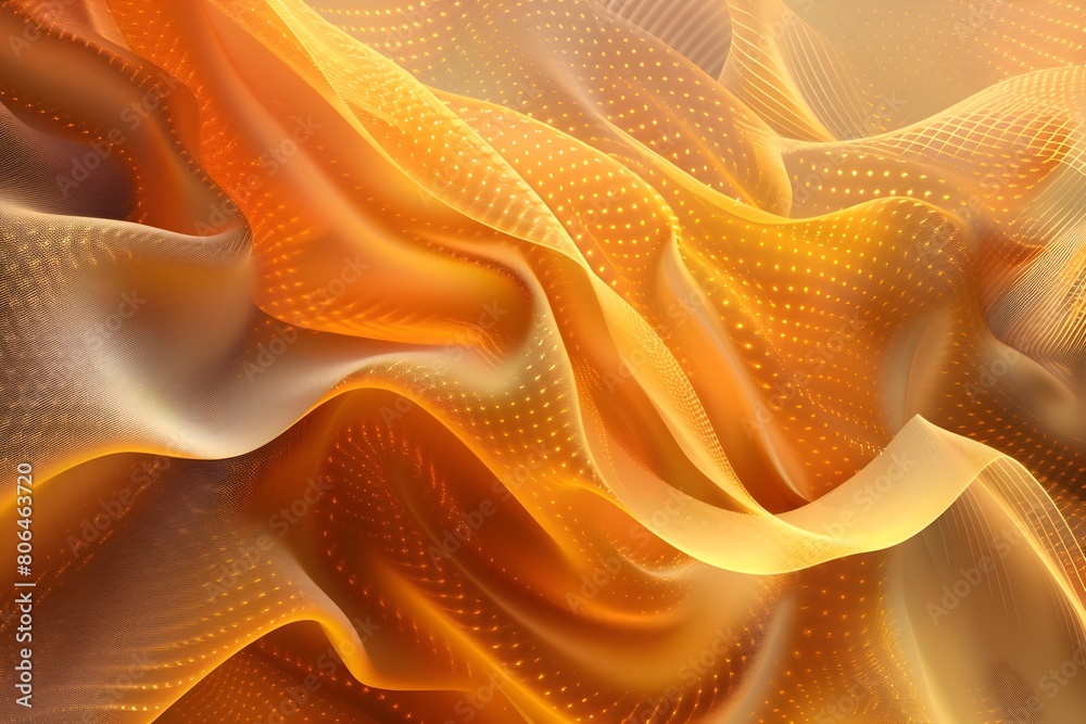 Flowing Fabric Embraces Light in Mesmerizing Golden Hues Captivating the Senses with its Captivating Intricacy and Fluid Elegance