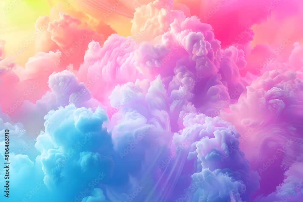 Fototapeta premium Vibrant Swirling Clouds of Colorful Dreamlike Imagination in the Sky