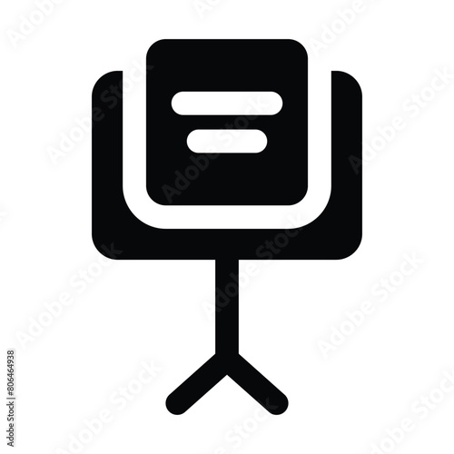 Simple Music Stand solid icon. The icon can be used for websites, print templates, presentation templates, illustrations, etc