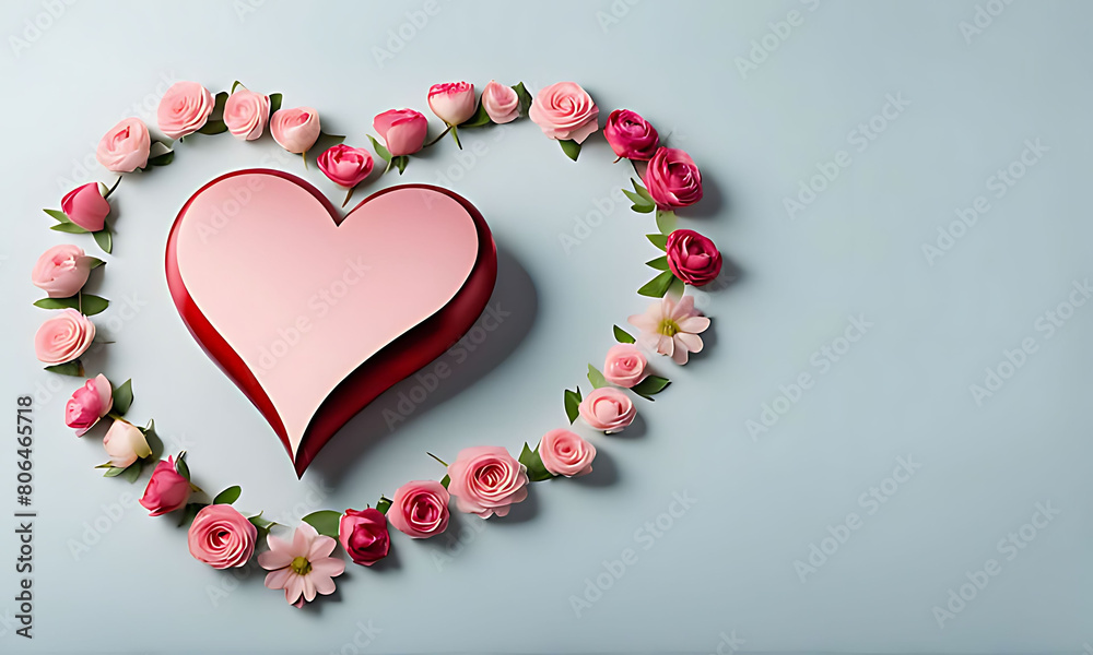 3D render happy Mother's Day banner with copy space. Celebrating Mother's Day with, heart and flowers DESIGN. 3D render happy Mother's Day banner with copy space. Celebrating Mother's Day with, heart and flowers DESIGN.