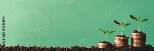 Concept of saving money on coins planted in the ground,
Copy space,Space for text,Generative AI,地面に植えられたコインにお金を節約するというコンセプト、
コピースペース,テキスト用スペース,Generative AI、