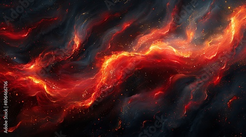Abstract flames, Swirling red and black flames with gold highlights, conveying energy and passion.