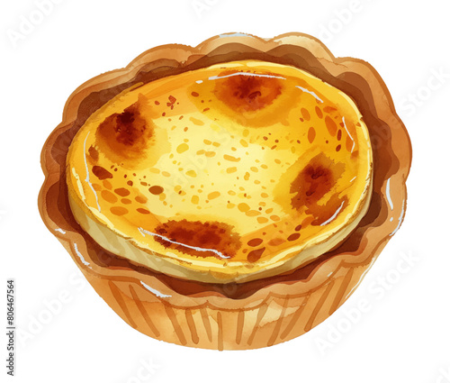 portugese custard tart watercolor digital painting good quality