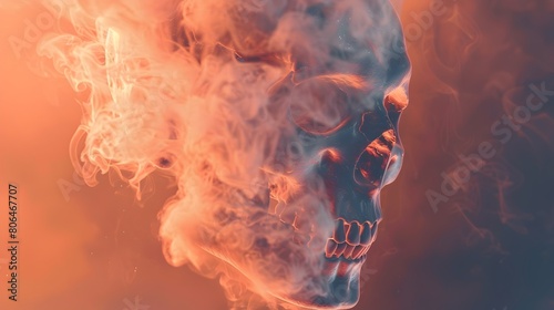Air Pollution Illustrated as a Deadly Skull Warning of Smokings Lung Cancer Risk Generative ai photo