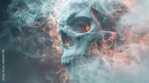 Air Pollution Illustrated as a Deadly Skull Symbol A Harbinger of Lung Cancer Risk Generative ai photo