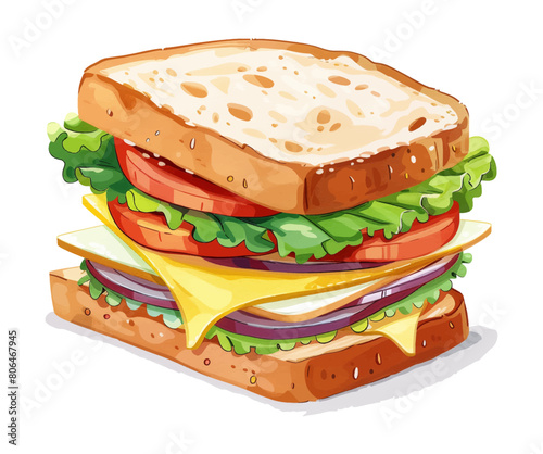 sandwich watercolor digital painting good quality