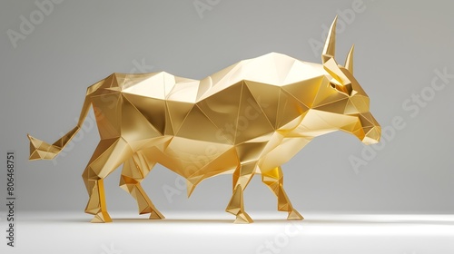 Sculpted Golden Bull Leads Geometric Herd of Silvery Companions Toward Uncharted Prosperity Generative ai