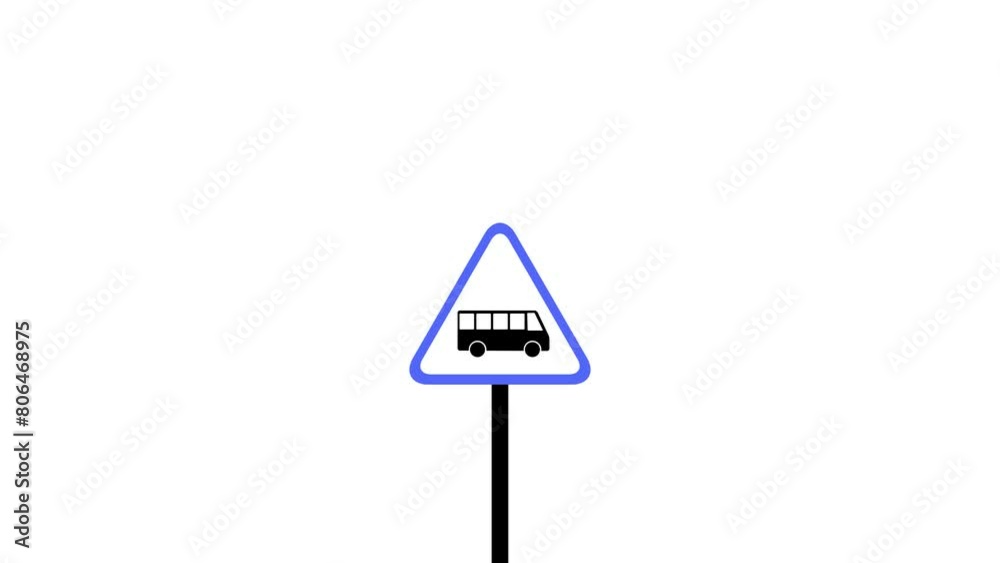 Bus stand pole logo icon animation, bus stop signal.