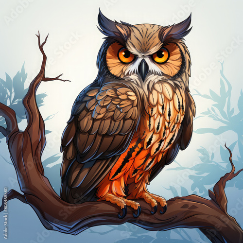 Watercolor Dusk owl  clipart Illustration  Generative Ai