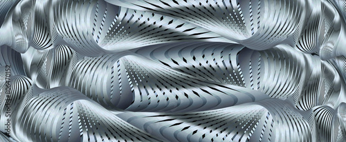 Abstract silver curves in parallel lines graphic illustration