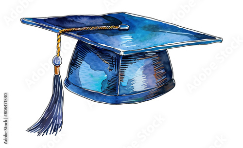graduation hat watercolor digital painting good quality