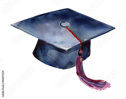 graduation hat watercolor digital painting good quality