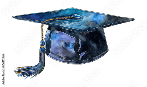 graduation hat watercolor digital painting good quality