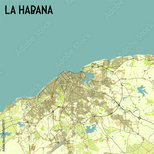 Havana, Cuba map poster art