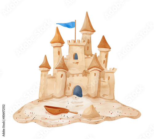sand castle watercolor digital painting good quality