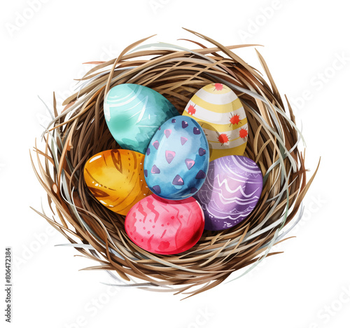 easter eggs nest watercolor digital painting good quality