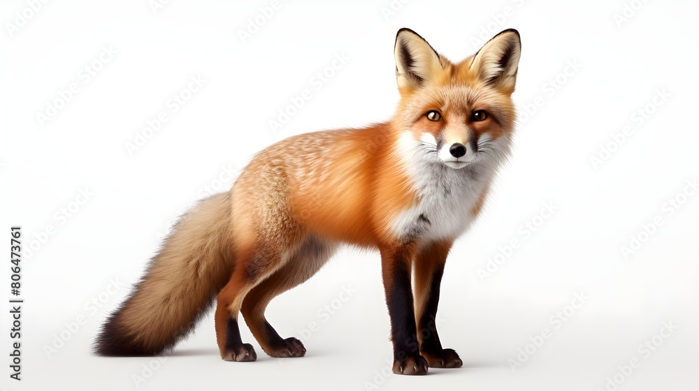 Obraz premium Adorable red fox against a seamless white backdrop,