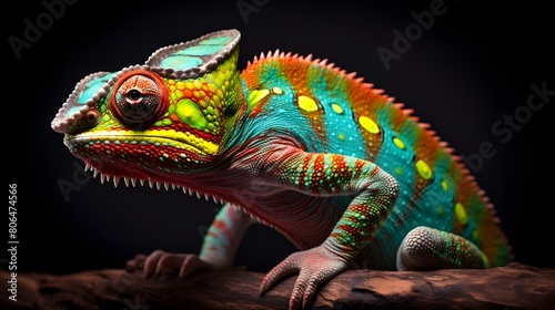Chameleon showcasing its vibrant color-changing abilities,