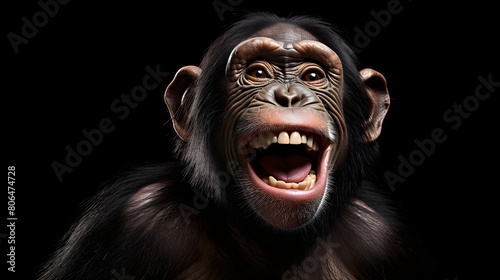 Chuckling chimpanzee caught in a contagious laugh, © Visual Aurora