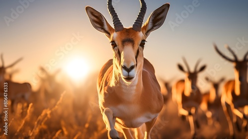 Fleet-footed gazelles in mid-leap, photo