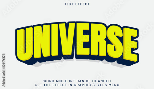 Universe text effect template in 3d design