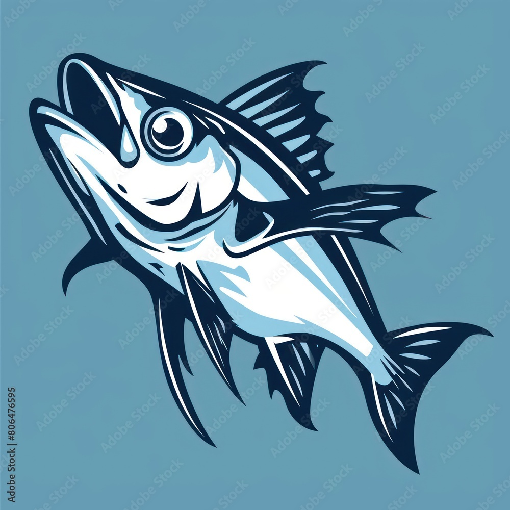 Obraz premium barracuda fish simple logo solid flat color