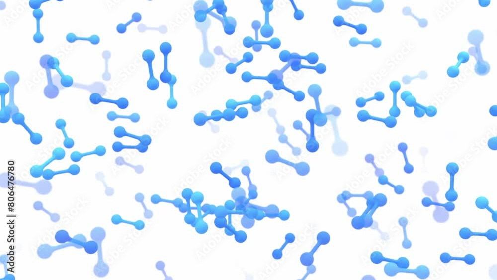 hydrogen molecules floating 3d animation. Can be used to represent a renewable and sustainable energy, chemistry particles structure or industrial electrolysis gas hydrogen molecules floating 3d animation. Can be used to represent a renewable and sustainable energy, chemistry particles structure or industrial electrolysis gas