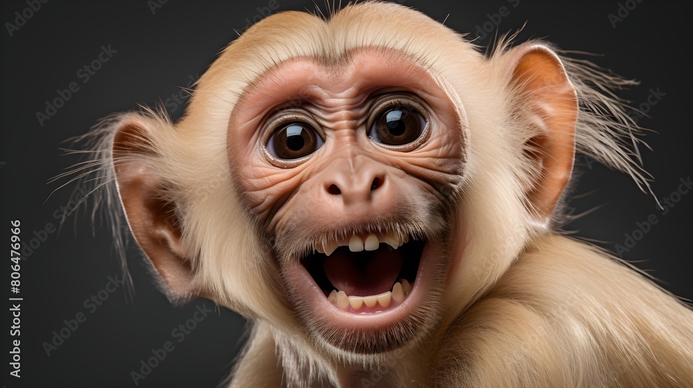Hilarious capuchin monkey wearing a cheeky grin Hilarious capuchin monkey wearing a cheeky grin