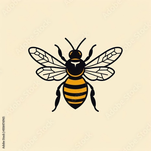 bee cartoon flat illustration minimal line art