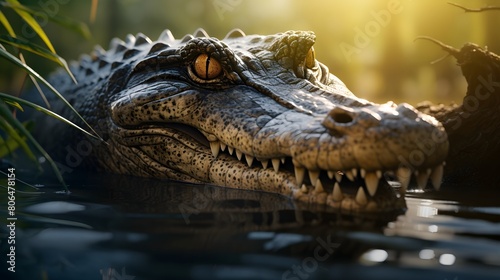 Mystic crocodile lurking just beneath the water's surface © Visual Aurora