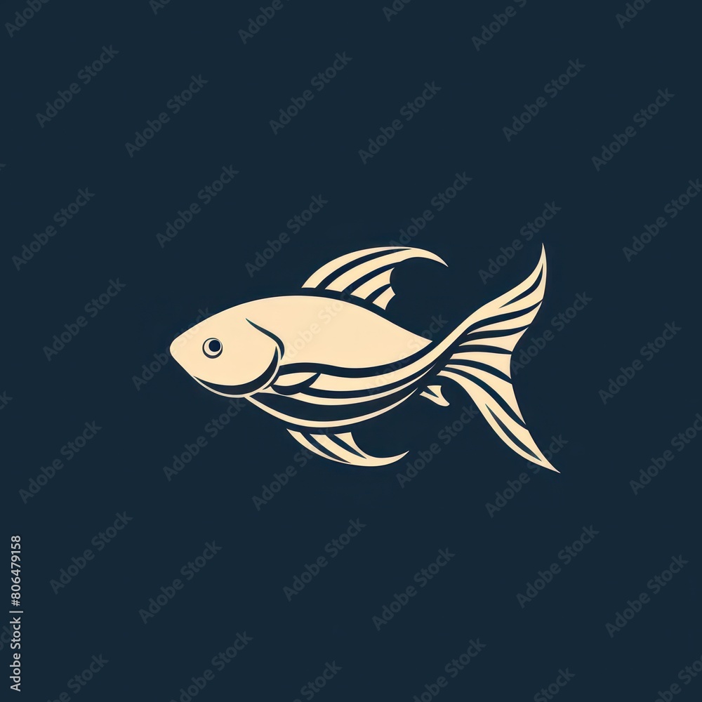 fish simple monoline shop logo vector fish simple monoline shop logo vector